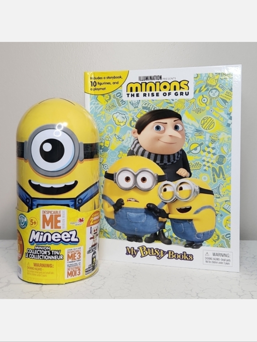 Minions Mineez Collector's Tin+Rise Of Gru My Busy Books 3 PC Set ~ NWT